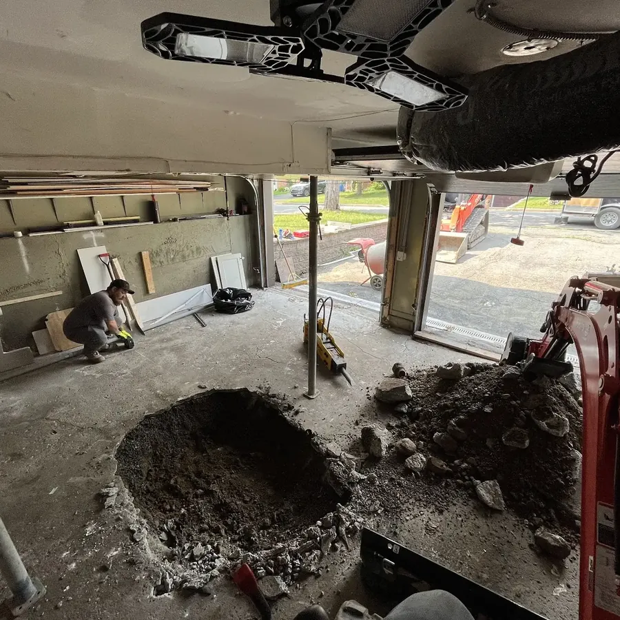 Excavation sous la dalle d’un garage